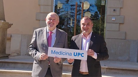 El rector de la UPC, Daniel Crespo, i l'alcalde de Terrassa, Jordi Ballart, en la presentació dels nous estudis